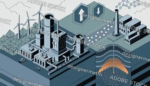 Green Energy Industrial Plant Underground Storage Isometric Vector