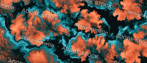 Abstract Fluid Art Texture Background With Vibrant Orange And Turquoise Swirls