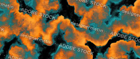 Abstract Watercolor Texture Background With Glowing Orange And Blue Smoke Shapes