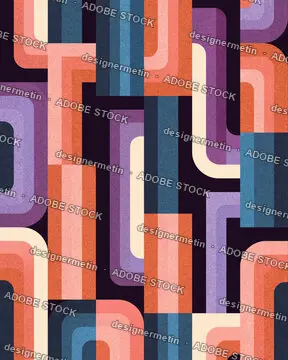 Retro Abstract Geometric Background With Colorful Curved Stripes