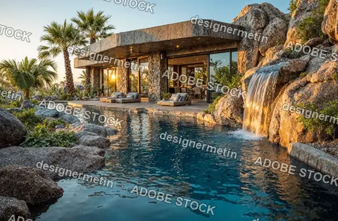 Luxury Stone Villa With Private Swimming Pool And Rock Waterfall