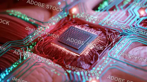 Bionic Microchip Integrated Into Organic Biological Tissue With Glowing Circuits