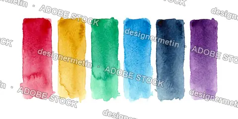 Watercolor Rainbow Paint Strokes Set, Isolated On Transparent Background, Png