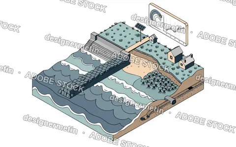 Isometric Vector Illustration Of Coastal Defense And Sea Protection Infrastructure