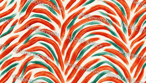 Modern Abstract Seamless Pattern With Painted Orange And Green Brush Strokes