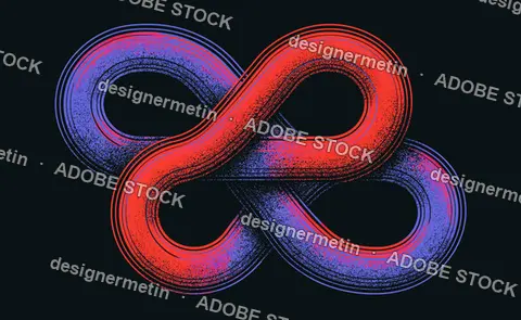 Abstract Infinity Loop With Vibrant Grain Gradient On Black Background