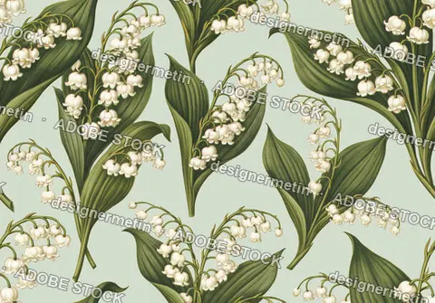 Vintage Botanical Seamless Pattern With White Lily Of The Valley Flowers