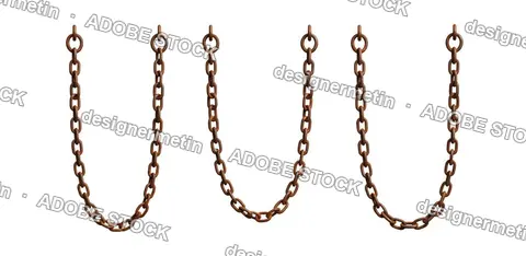 Three Arched Rust Metal Chains With Brown Color, Isolated On Transparent Background, Png