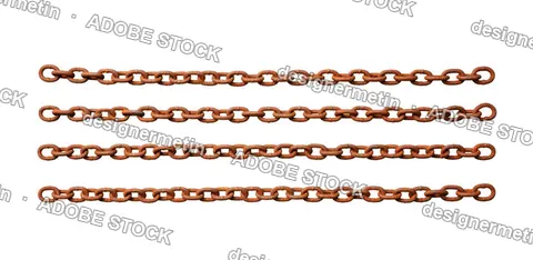 Four Rows Of Rusted Metal Chains With Corrosion, Isolated On Transparent Background, Png