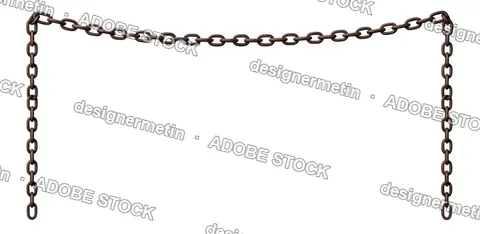 Old Rusty Metal Chain Hanging Frame, Isolated On Transparent Background, Png