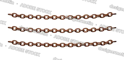 Three Rusty Brown Chains In A Row Showing Texture, Isolated On Transparent Background, Png