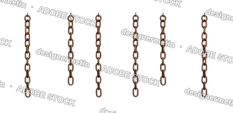 Old Rusty Chains Set Of Five Different Lengths, Isolated On Transparent Background, Png