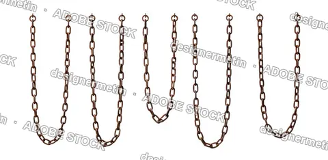 Set Of Rusty Metal Chains With Hanging Loops, Isolated On Transparent Background, Png