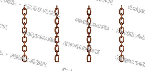 Rusty Metal Chains Hanging Vertically, Isolated On Transparent Background, Png