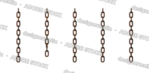 Rusty Metal Chains Hanging Vertically, Isolated On Transparent Background, Png