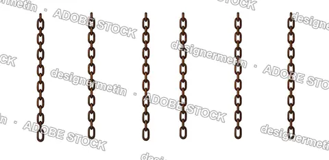 Rusty Metal Chains Hanging Vertically, Isolated On Transparent Background, Png