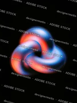 Abstract Geometric Trefoil Knot With Glowing Neon Gradient On Black Background