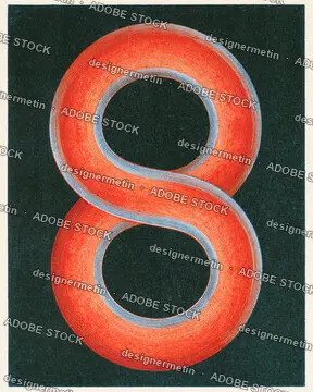 Vintage Number Eight Geometric Graphic Print On Dark Textured Background