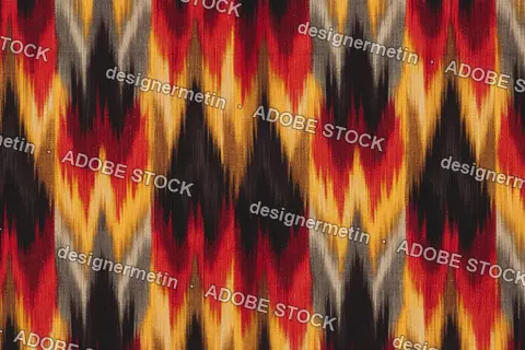 Red, yellow and black ikat zigzag