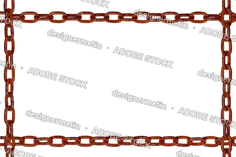Rusty Metal Chain Frame Border, Isolated On Transparent Background, Png