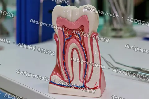 Molar Tooth Anatomy Model Showing Cross Section Of Pulp And Root Canal
