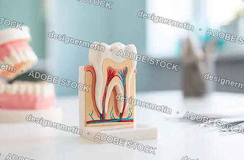 Anatomical Model Of Human Tooth Structure With Nerves And Blood Vessels