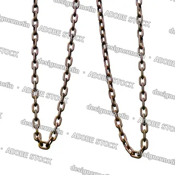 Metal Chain Links Hanging Vertical, Close Up, Isolated On Transparent Background, Png