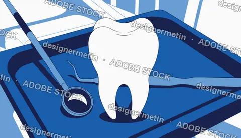 Dental Tooth Care With Clinic Tools On Medical Tray Illustration Vector