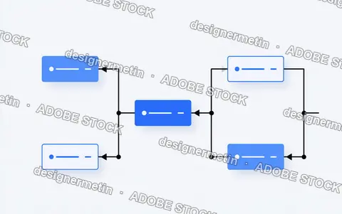 Minimalist Blue Flowchart Diagram With Connected Nodes On A White Background