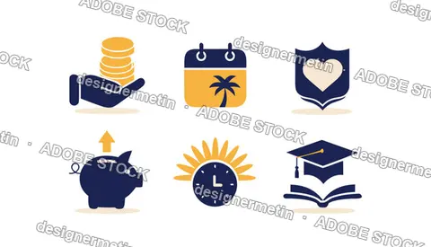 Employee Benefits And Compensation Icons Set On White Background Vector