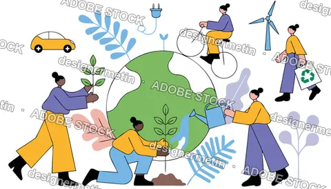 People Saving And Protecting Planet Earth Ecology Vector Illustration