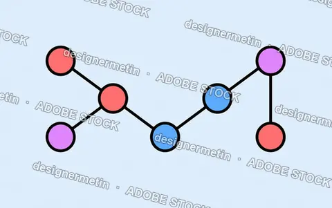 Minimalist Network Diagram With Colorful Circular Nodes Connected By Black Lines On Light Blue Background