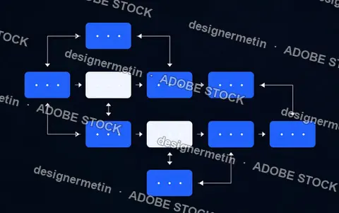 Flowchart Diagram With Blue And White Rounded Rectangular Nodes Connected By Arrows On A Black Background