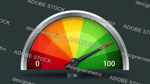 Performance Gauge Moving From Red To Green Efficiency Level Video