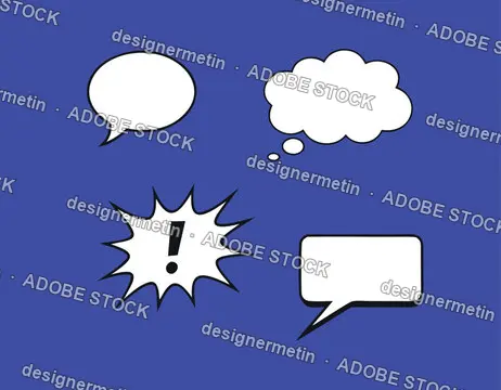 Comic Speech Bubbles Set With Exclamation Mark Vector On Blue Background