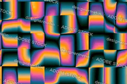 Seamless Colorful Abstract Cubes Pattern With Neon Gradients On Dark Gray Background