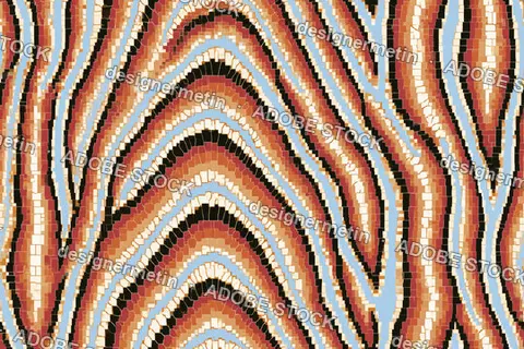 Colorful Mosaic Arches Seamless Pattern With Wavy Vertical Stripes On Dark Background