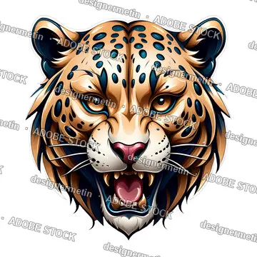 Cool Leopard Illustration Mascot Png Logo Design. Generative AI
