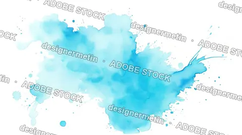 Watercolor Soft Blue Stain, Transparent Background